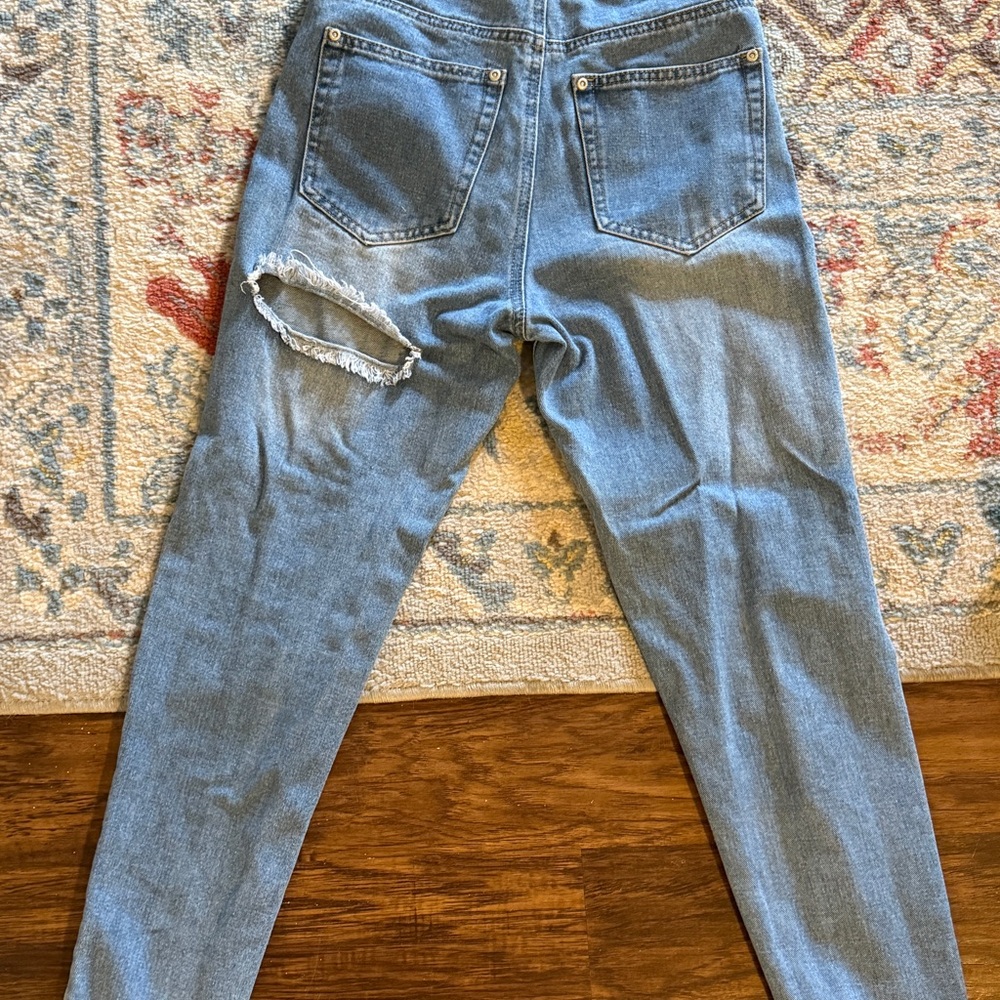 Light Blue Distressed High-Waisted Jeans